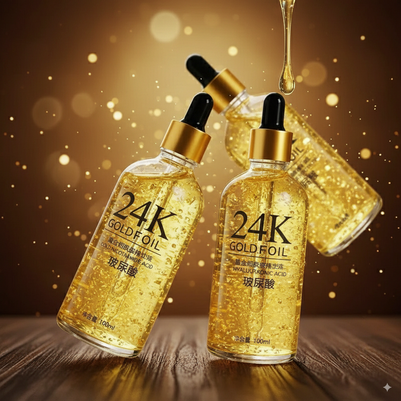 Sérum Facial 24K Gold Hyaluronic — Colágeno, Lifting & Anti-Idade