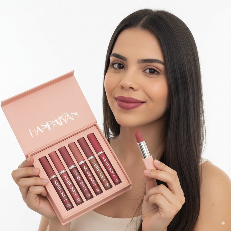 Handaiyan 6 Cores — Batom Matte à Prova d’Água, Longa Duração