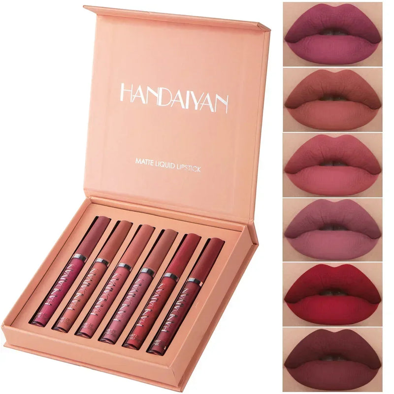 Handaiyan 6 Cores — Batom Matte à Prova d’Água, Longa Duração