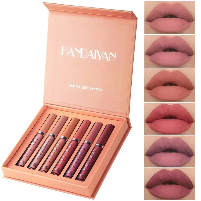 Handaiyan 6 Cores — Batom Matte à Prova d’Água, Longa Duração