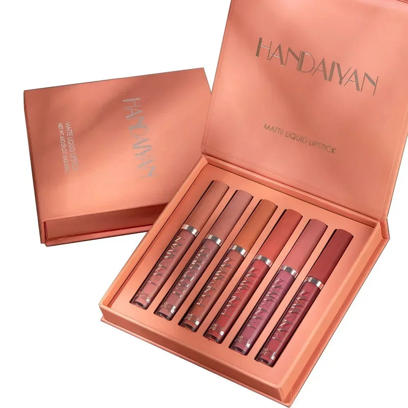 Handaiyan 6 Cores — Batom Matte à Prova d’Água, Longa Duração