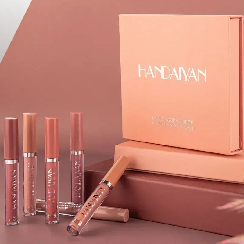 Handaiyan 6 Cores — Batom Matte à Prova d’Água, Longa Duração